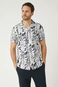 Image of Mens White Dash Textured Print Shirt