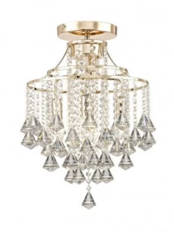 image of Semi Flush Ceiling 4 Light E14 French Gold, Crystal