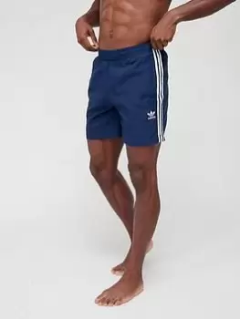 image of adidas Originals 3 Stripe Swim Shorts - Indigo Size M Men