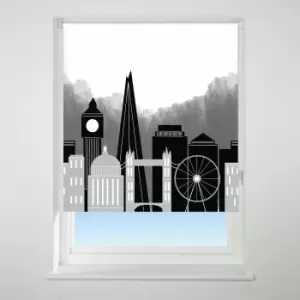 Image of Universal Patterned London Skyline Black Blackout Roller Blind Black