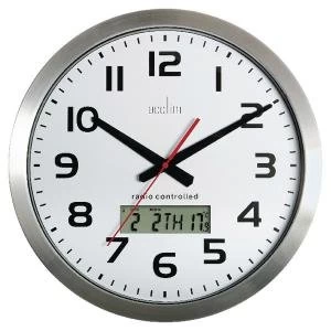 image of Acctim Meridian Radio Controlled Wall Clock Aluminium 74447