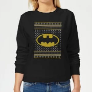 image of DC Batman Knit Womens Christmas Sweatshirt - Black