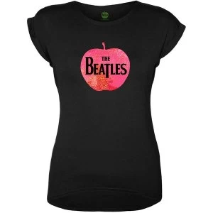 Image of The Beatles - Apple Logo Womens Large T-Shirt - Black