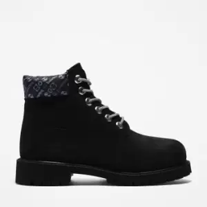 Image of Timberland Premium 6" Boot For Youth In Black/white Black Kids, Size 13