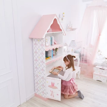Image of Kids Swan Lake Bookcase by Fantasy Fields Wooden Book Shelf Rack Tidy TD-12717A - White/Pink