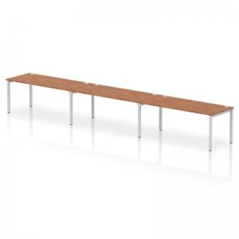 Image of Impulse Impulse Bench Single Row 3 Person 1800 Silver Frame Office Bench Desk Walnut IMBS318WNTS