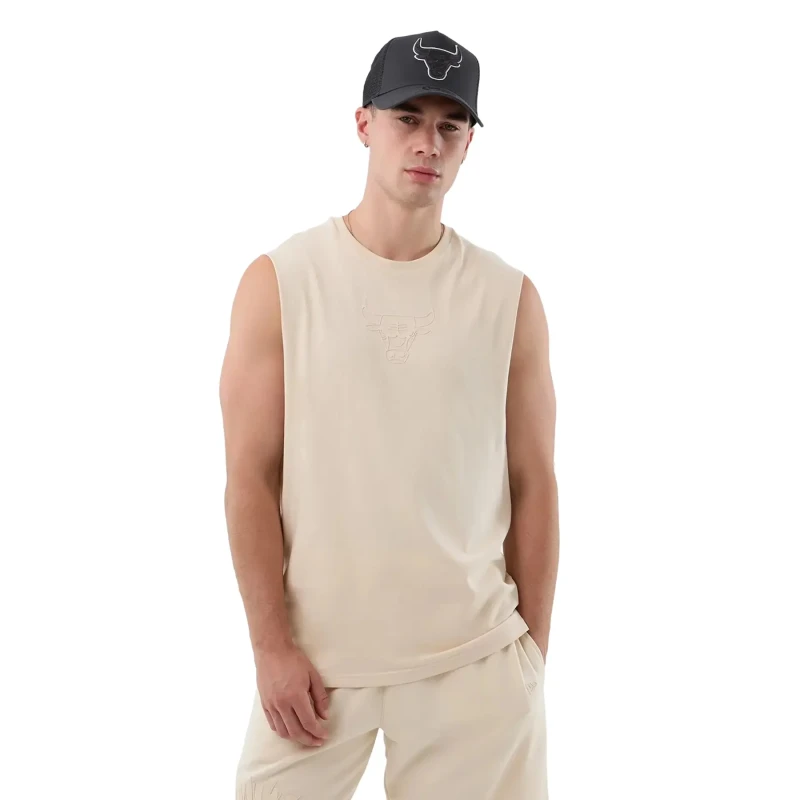 Image of new era Chicago Bulls Sleeveless T-Shirt New Era NBA Core Plus Beige Male M