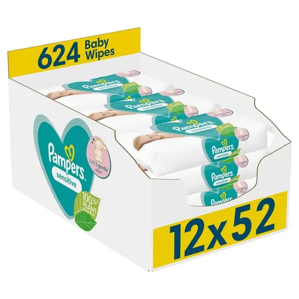 image of Pampers Sensitive 12x52 Wet Wipes