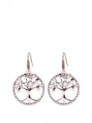 image of Jon Richard Rose Gold Plate Swarovski Tree Of Life Earrings