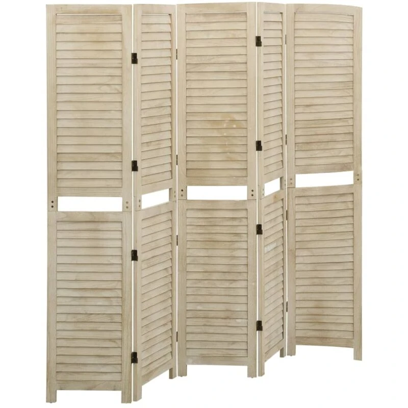 Image of VIDAXL 5-Panel Room Divider 175x165cm Solid Wood Paulownia Vidaxl 8720286655139