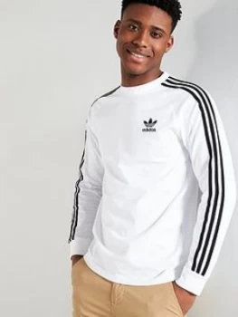 Image of adidas Originals 3 Stripe Long Sleeve T-Shirt - White, Size 2XL, Men