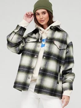 Levis Wool Mix Plaid Shacket - Black Size M Women