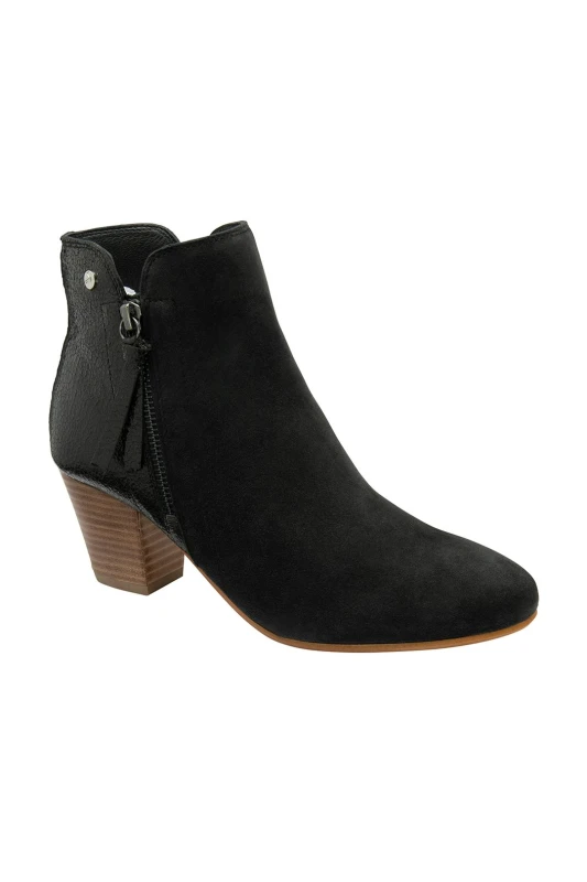 Image of Ravel Womens 'Tay' Suede Heeled Ankle Boots in Black Size: 5 Black Female 5