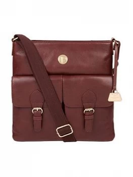 image of Pure Luxuries London Azalea Zip Top Leather Crossbody Bag - Chestnut