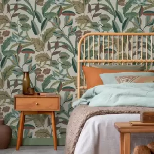 Image of Sublime - Paradise Art Floral Neutral Wallpaper - White