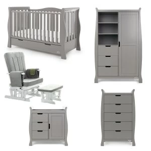 image of Obaby Stamford Luxe Sleigh 5 Piece Room Set - Taupe Grey