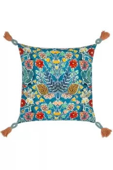 image of Adeline Square Floral Tasselled Polyester Filled Cushion