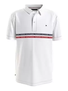 Image of Tommy Hilfiger Boys Tape Polo Shirt - White, Size 10 Years