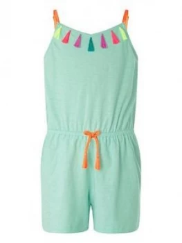 Image of Accessorize Girls Tassel Jersey Playsuit - Multi, Size 7-8 Years, Women