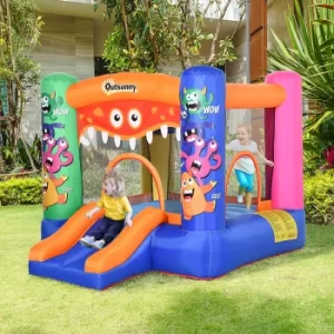 Image of Outsunny Kids Bounce Castle House Inflatable Trampoline Slide Basket with Inflator for Kids Age 3-12 Monster Design 2.9 x 2 x 1.55m Multi-color