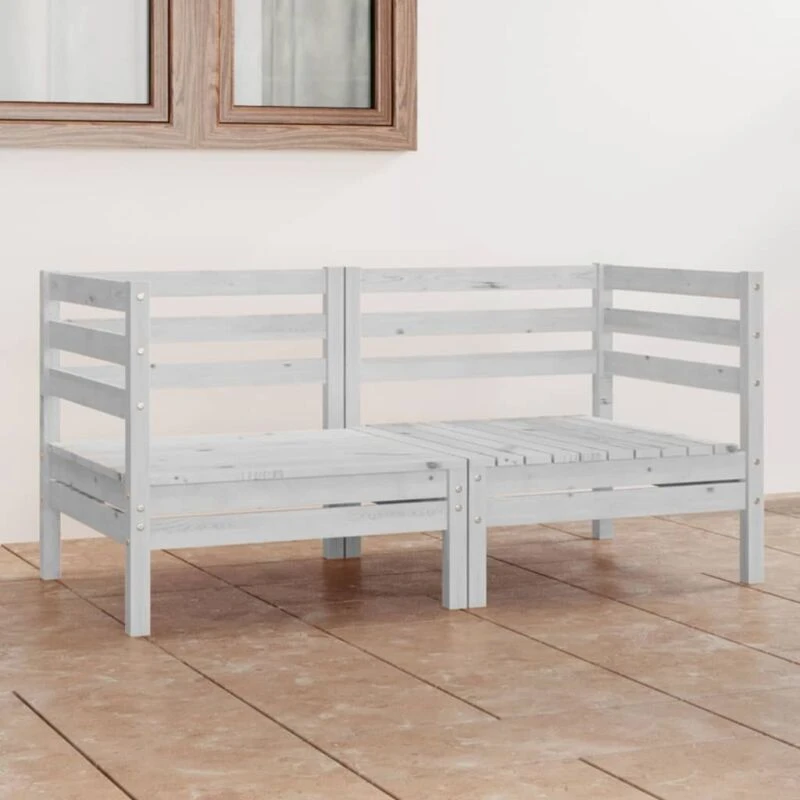 Image of VIDAXL Garden 2-Seater Sofa White Solid Pinewood Vidaxl 8720286682708