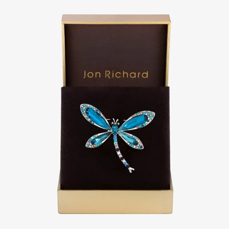 Image of Jon Richard Dragon Fly Brooch - Gift Boxed Blue female One Size