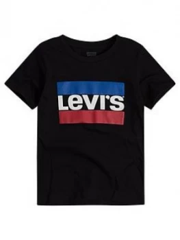 image of Levis Boys Short Sleeve Sports Logo T-Shirt - Black, Size 10 Years