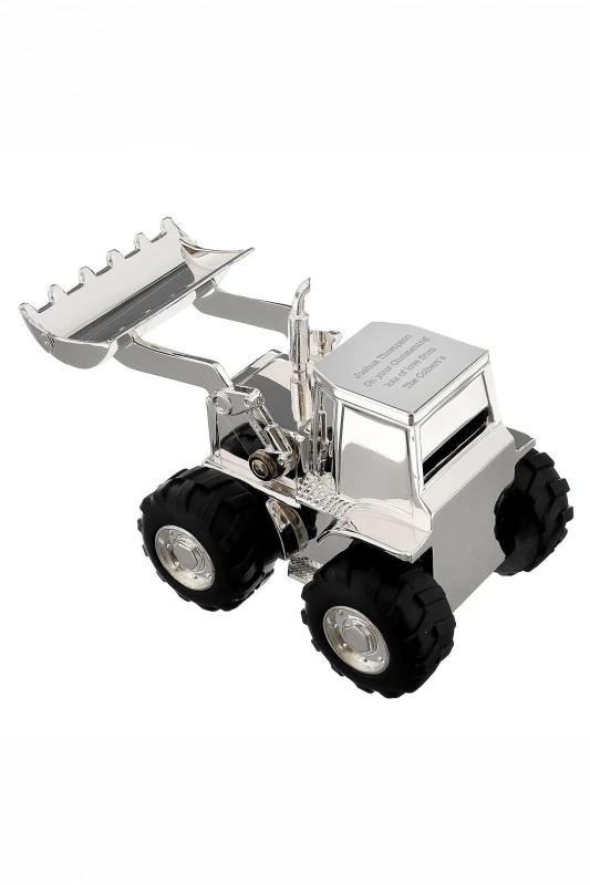 Image of Personalised Memento Company Mens Personalised Digger Money Box in Silver Silver Male