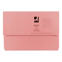 Image of Q-Connect Document Wallet Foolscap Pink Pack of 50 KF23015