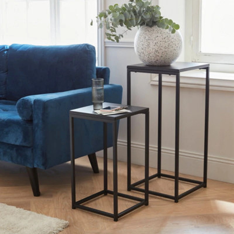 Image of sweeek Pair Of Industrial Side Tables Black