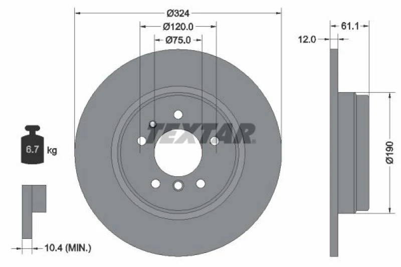 Image of Brake disc TEXTAR 92058400