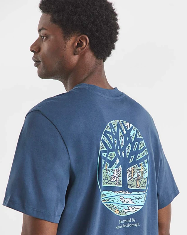 Image of Timberland Illustrated Tree Logo T-Shirt Dark Blue S