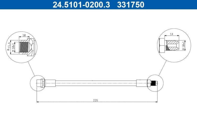 Image of Brake hose ATE 24.5101-0200.3