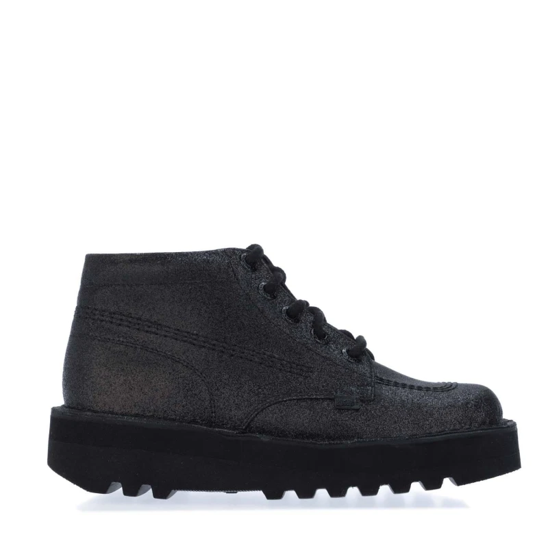 Image of Kickers Kick Hi Stack Glitter Boots Black female UK 3