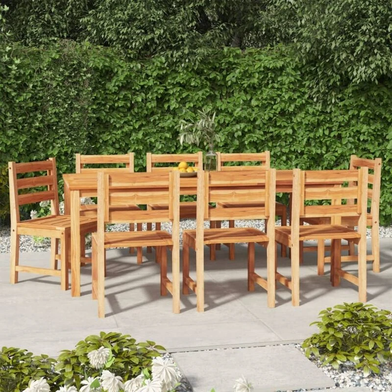 Image of vidaXL 9 Piece Garden Dining Set Solid Wood Teak, Brown 3157192