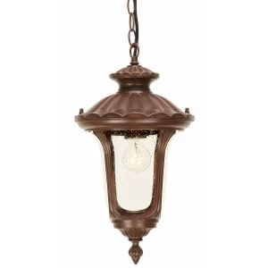 Image of 1 Light Small Outdoor Ceiling Chain Lantern Rusty Bronze Patina IP44, E27