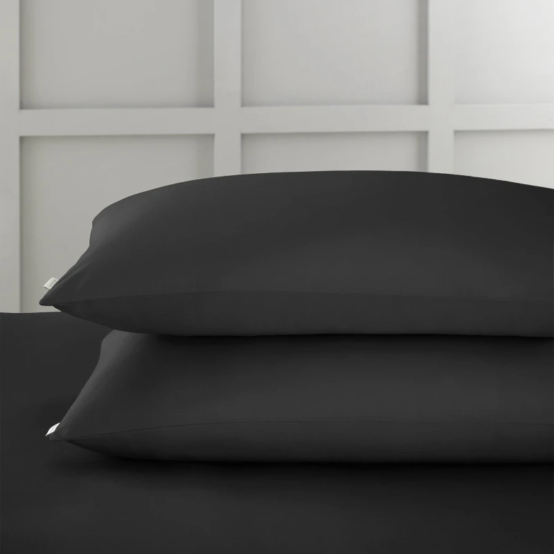 Image of Bianca '400 Thread Count Cotton Sateen' Standard Pillowcases Black