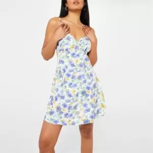 Missguided Floral Print A Line Mini Dress - Multi