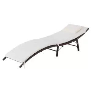 Image of Outsunny Folding Rattan Sun Lounger Outdoor Chair Garden Furniture