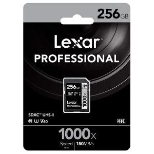 image of 256GB Lexar Professional 1000X UHS-2 Class 10 SDXC Card