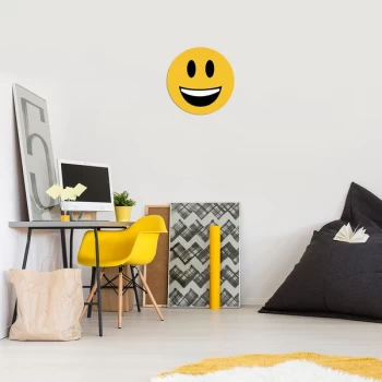 Image of Emoji - 2 Yellow Black White Decorative Wooden Wall Accessory