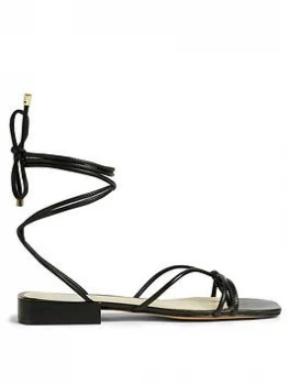Image of Ted Baker Teffik Suede Square Toe Spaghetti Strap Flat Sandal - Black, Size 38, Women