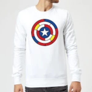 Image of Marvel Captain America Stained Glass Shield Sweatshirt - White - L