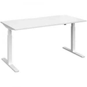 Image of Elev8 Rectangular Sit Stand Single Desk with White Melamine Top and White Frame 2 Legs Touch 1600 x 800 x 675 - 1300 mm
