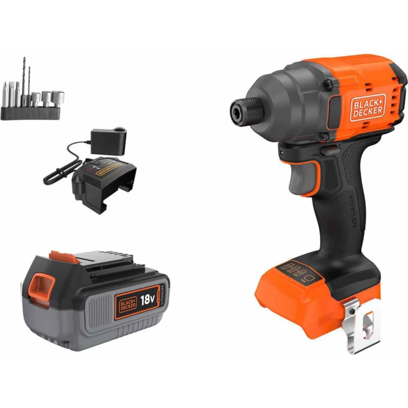 Image of Black and Decker BLIM78 18v Cordless Brushless Impact Driver 1 x 4ah Li-ion Charger No Case with Accessories BLIM78M1