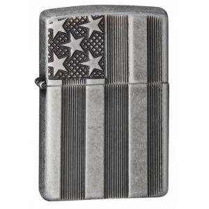 Image of Zippo Armor US Flag Antique Silver Plate