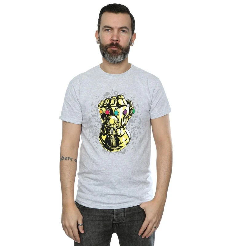 Image of Marvel Marvel Men Avengers Infinity War Thanos Fist T-Shirt in Grey Size: Small Grey S Male 5057736694930