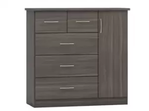 image of Seconique Nevada Black 1 Door 5 Drawer Chest of Drawers