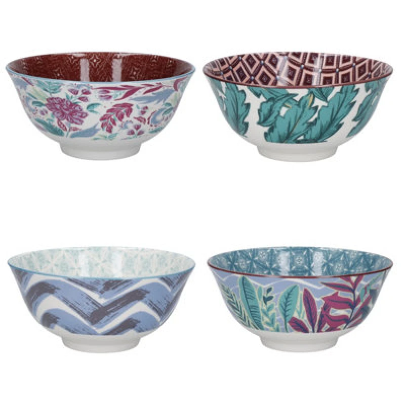 Image of Kitchencraft 4 Piece Ceramic Cereal / Dessert Bowl Set Brown