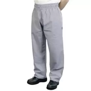 image of BonChef Check Baggy Mens Chef Trousers (L) (Black/White)